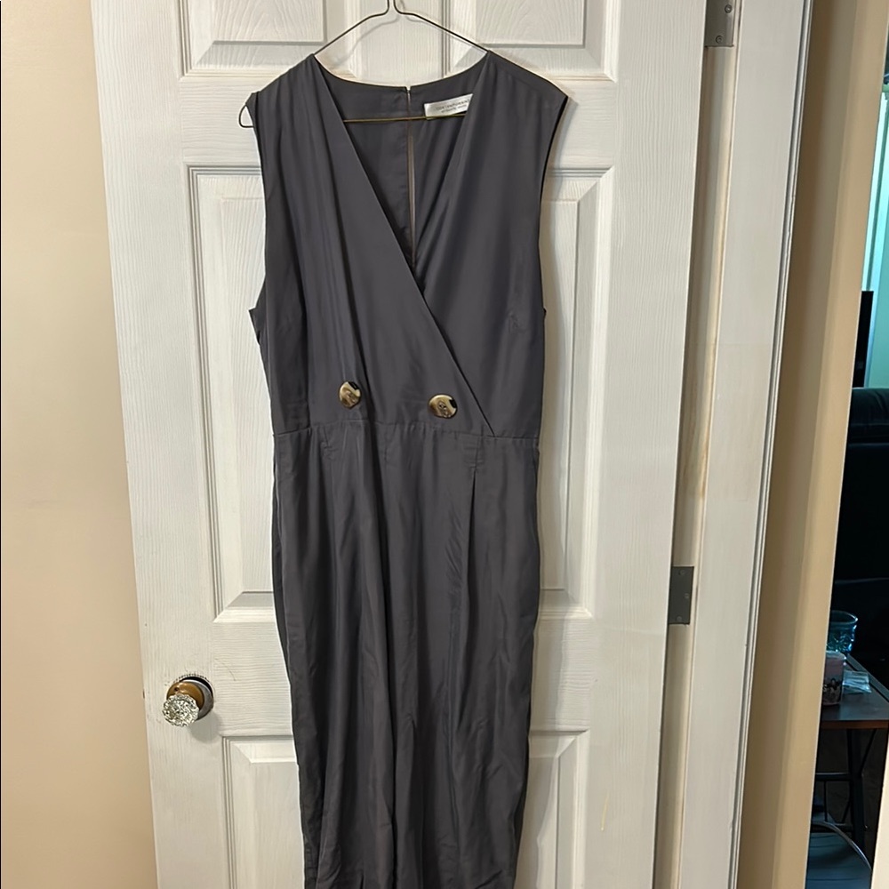 Grey Sleeveless V-neck Sheath Jumpsuit